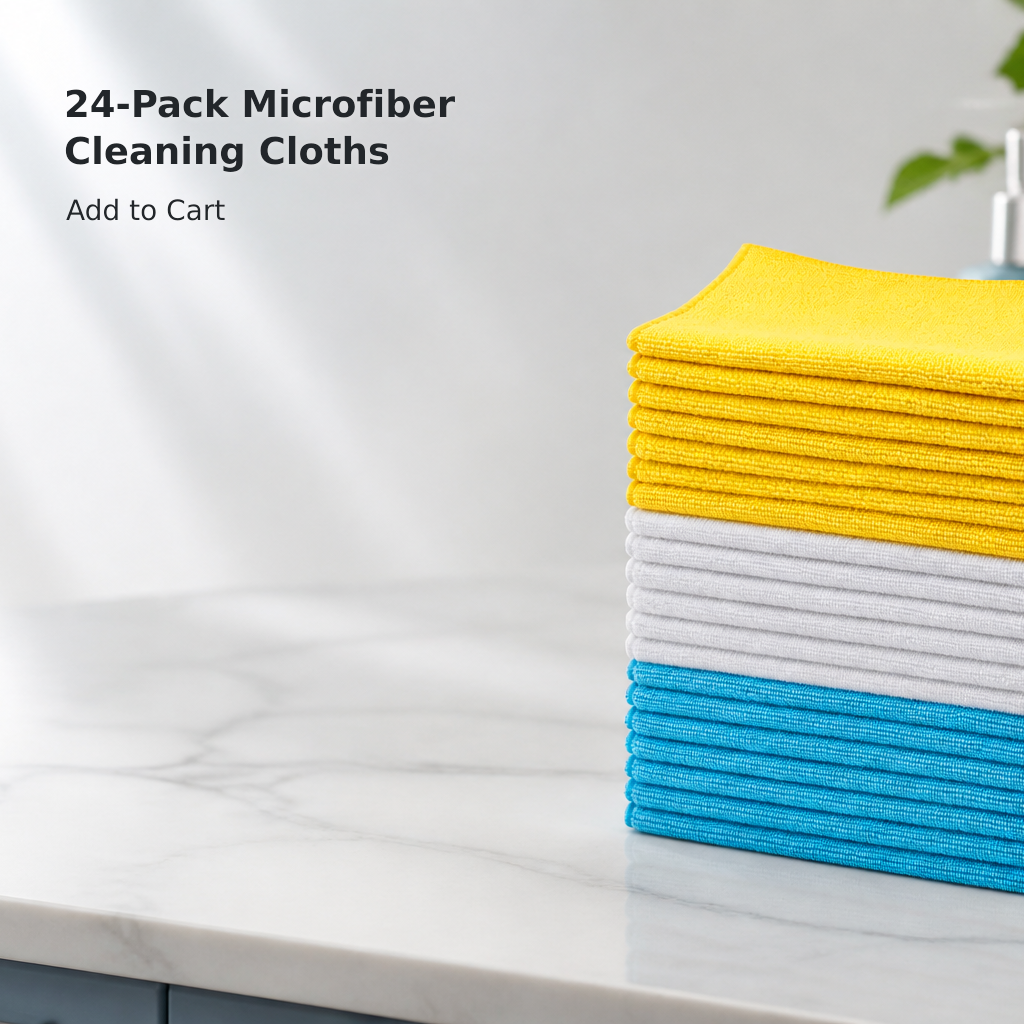 24-Pack Microfiber Cleaning Cloths – 16 × 12 Inches
