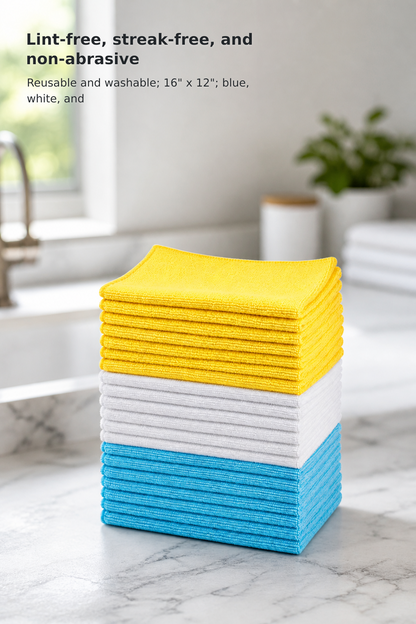 24-Pack Microfiber Cleaning Cloths – 16 × 12 Inches
