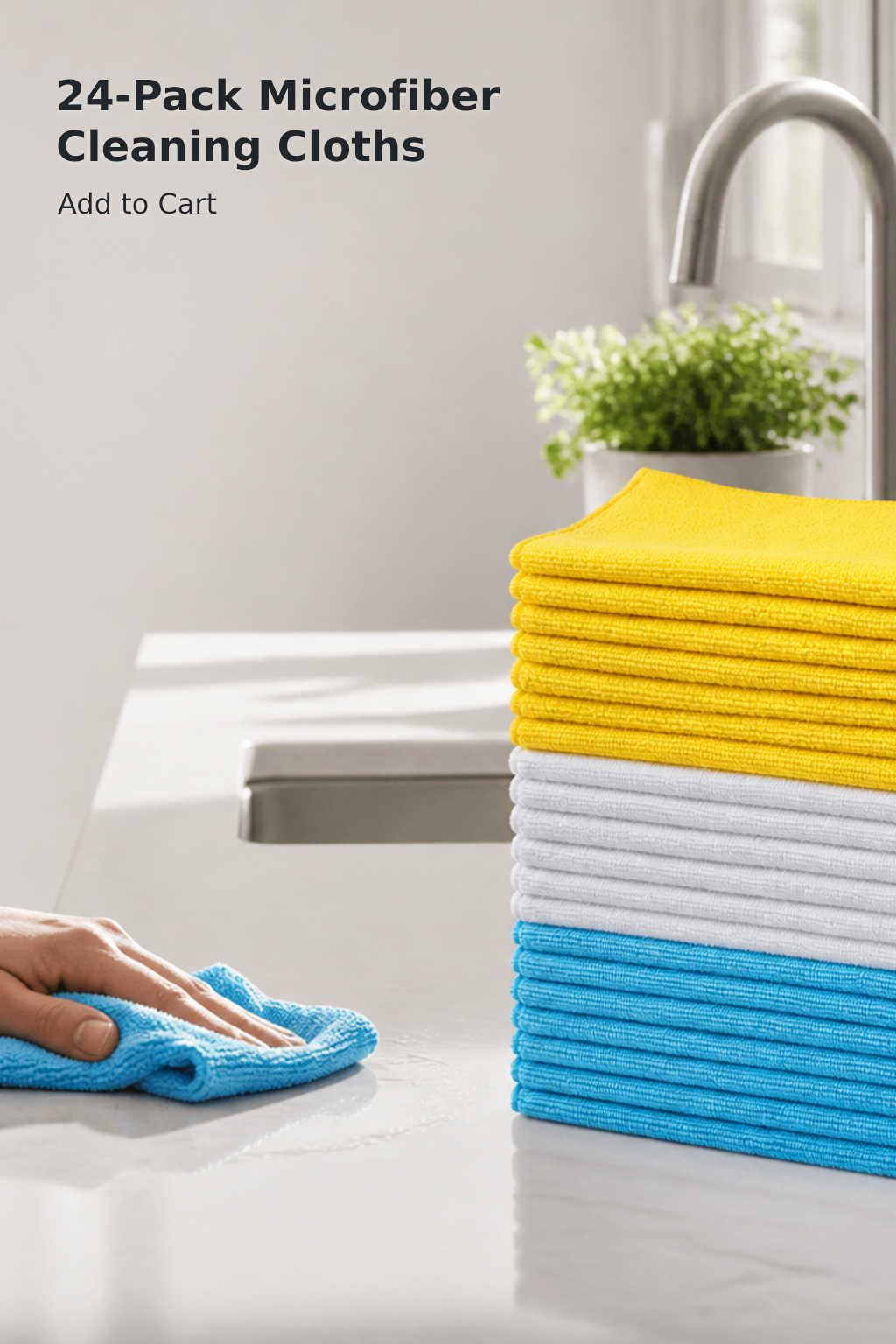 24-Pack Microfiber Cleaning Cloths – 16 × 12 Inches